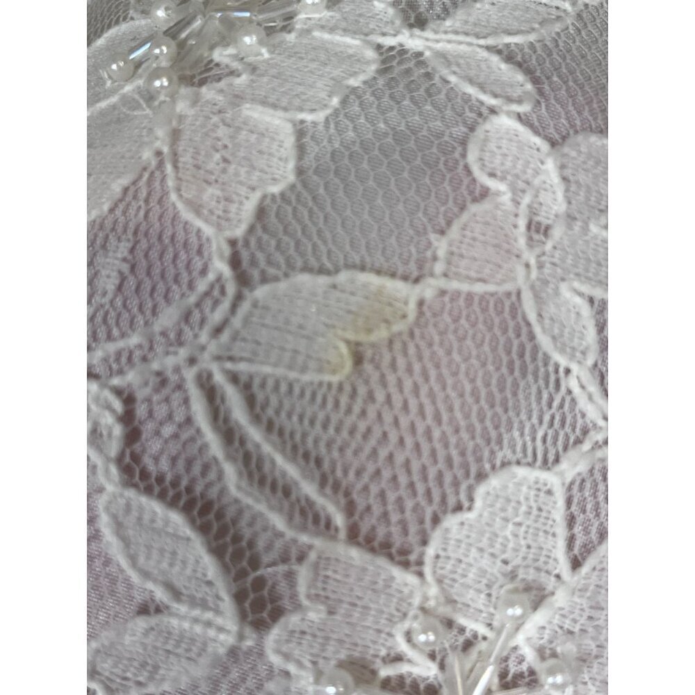 Retro Beaded Floral Top M White Glam Lace Bridal Retro Classic Chic Preppy Boho - Picture 15 of 15